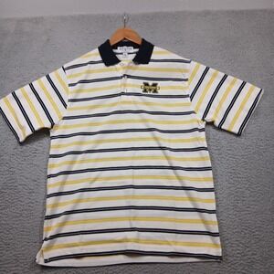 Boca Classics Michigan Wolverines Striped Golf Polo‎ Shirt Mens Medium